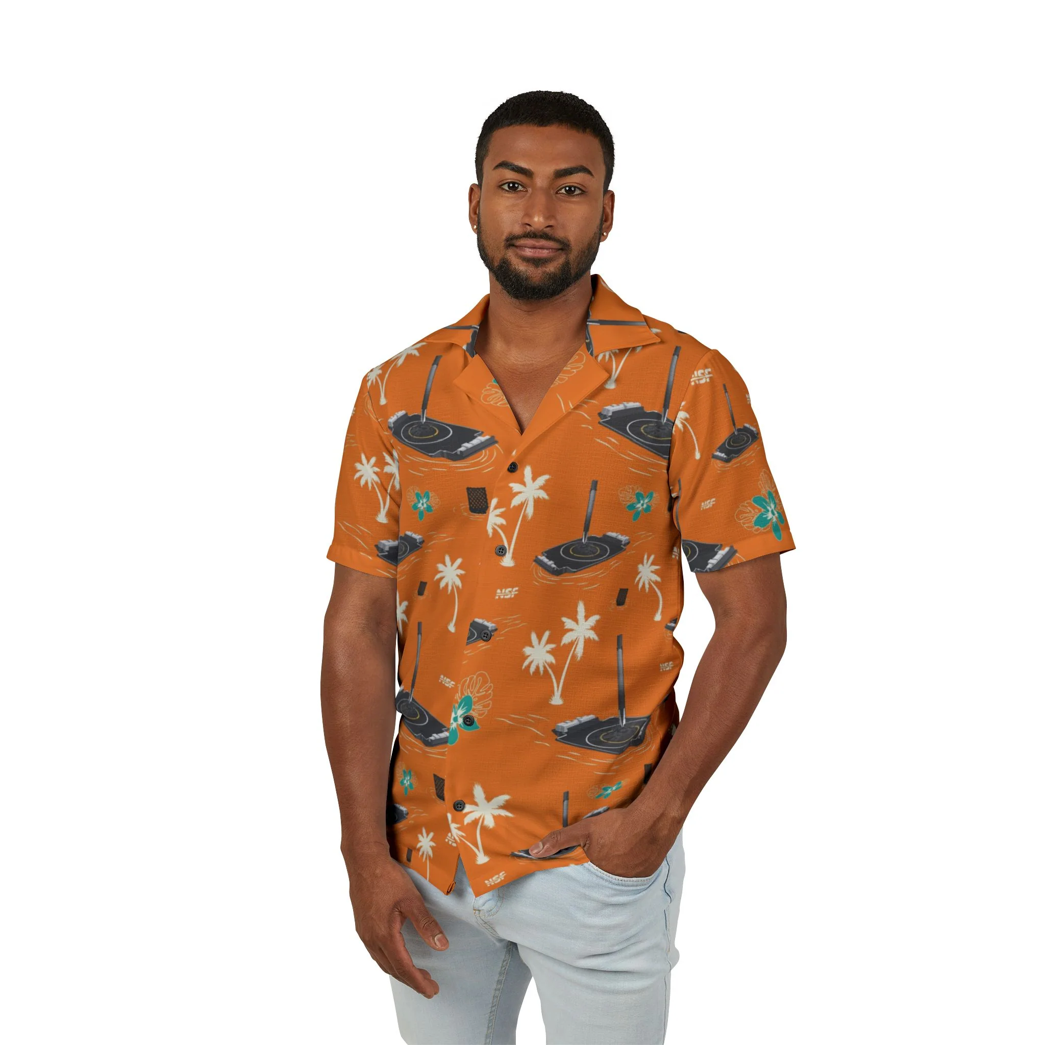 Orange Droneship Hawaiian Shirt - Image 3