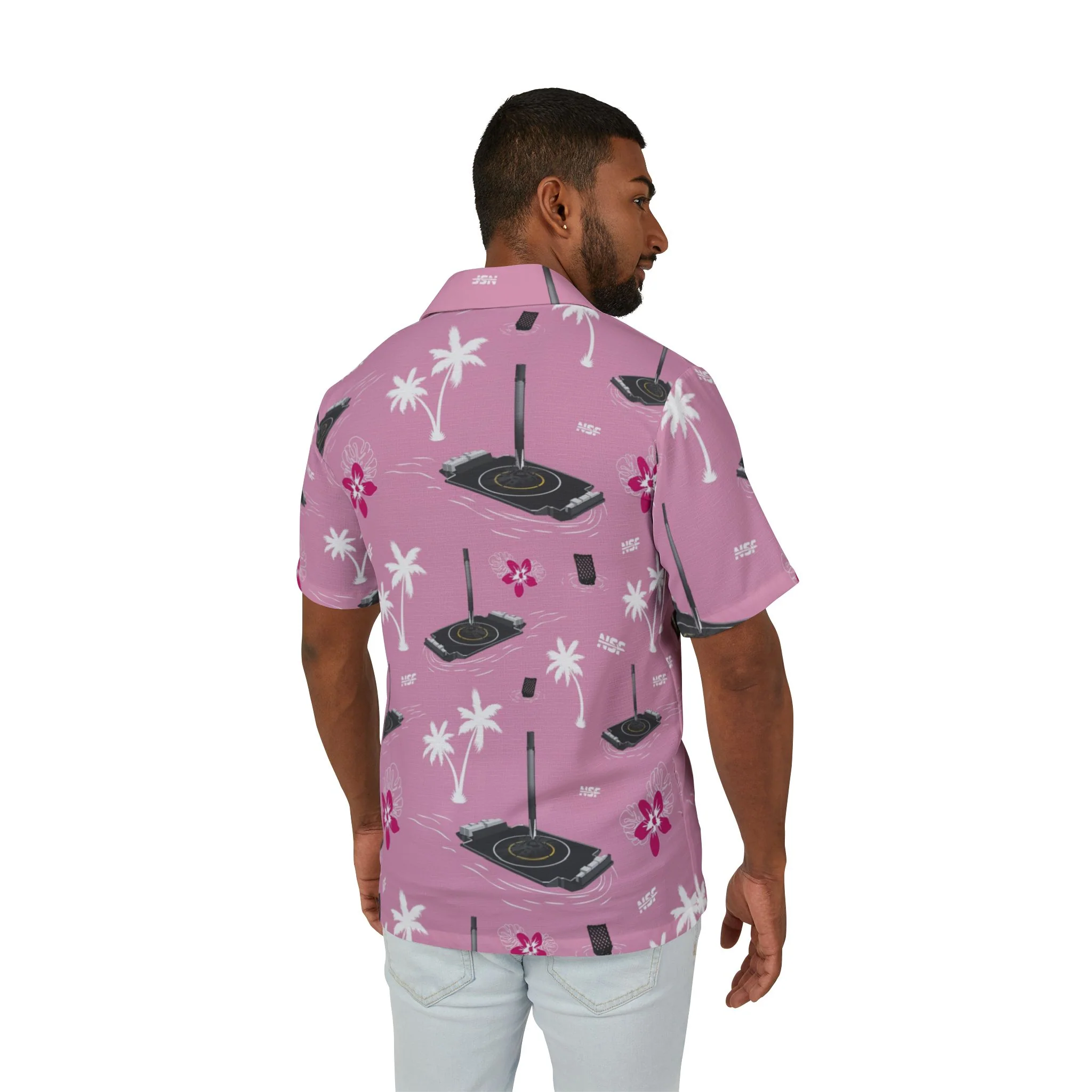 Pink Droneship Hawaiian Shirt - Image 4